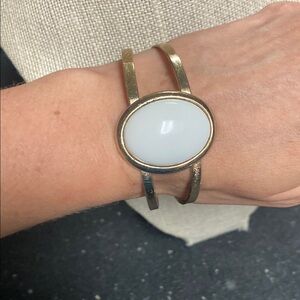 Avon Gold Cuff Bracelet with White Stone